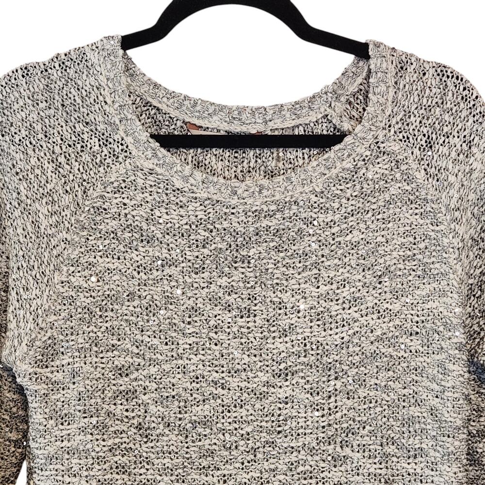 Soft Surroundings Sweater Sequin Asymmetrical Tunic, gray, sz small, oversized